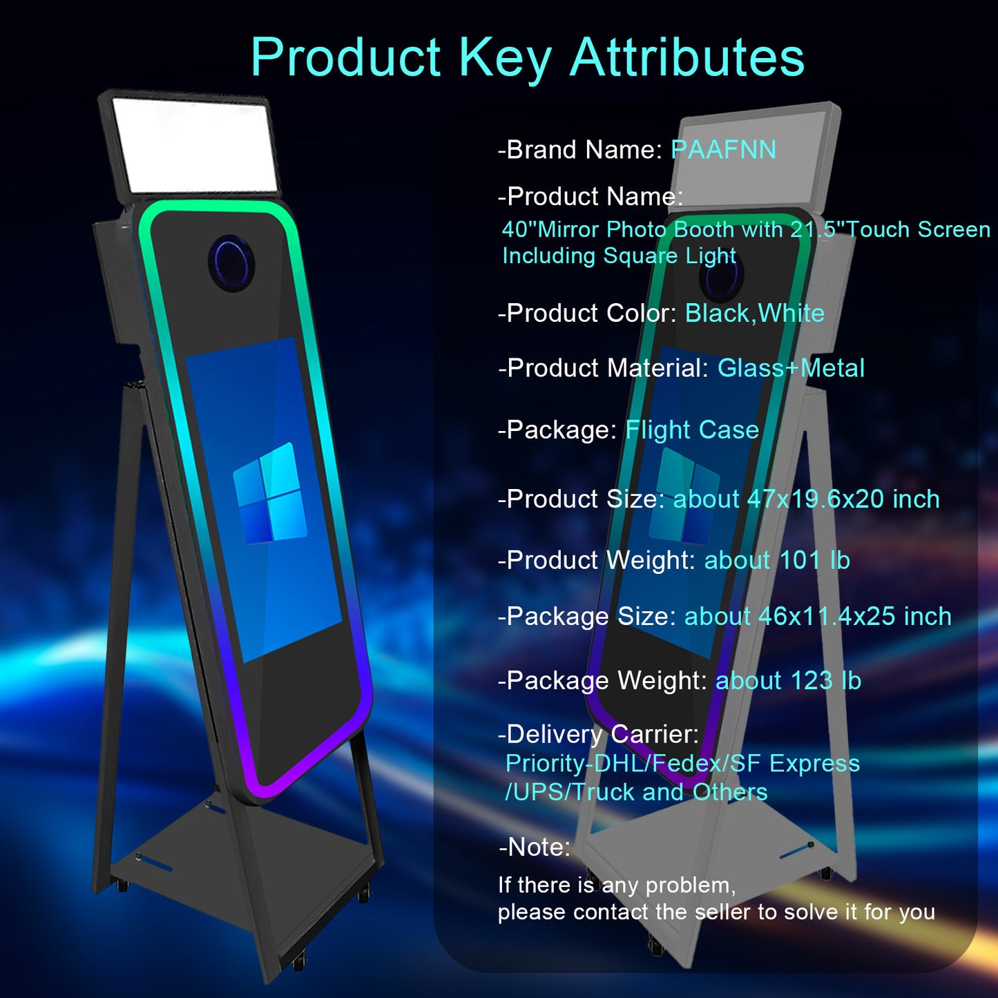 40 Inch Mirror Photo Booth Selfie LED Frame Portable Touch Screen Magic Mirror Booth Machine for Wedding Party Events
