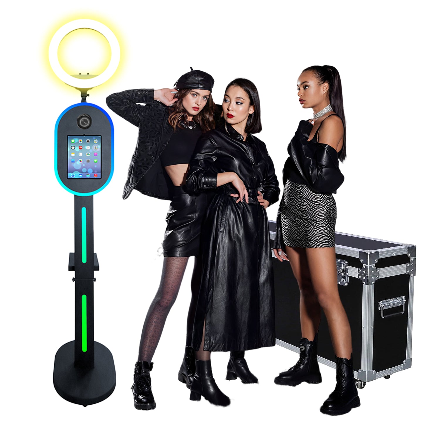 Portable Photo Booth for Ipad 10.2" 11" 12.9" APP Control Booth Shell Stand Compatible with iPad Stand Selfie Photo Booth Shell for DSLR Camera with Ring Light for Birthday Party