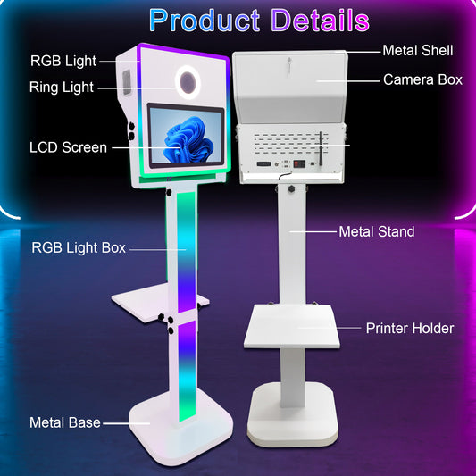 Mirror Photo Booth with Printer and DSLR Camera 15.6 inch Touch Screen Portable Photo Booth Selfie Photobooth Machine RGB Lights for Wedding Party Events Rental Christmas