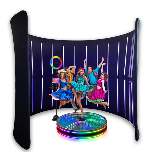 LED 360 Photo Booth Backdrop 360 Video Booth Background Customizable Photobooth 360 Photo Booth Enclosure for Parties Weddings Events