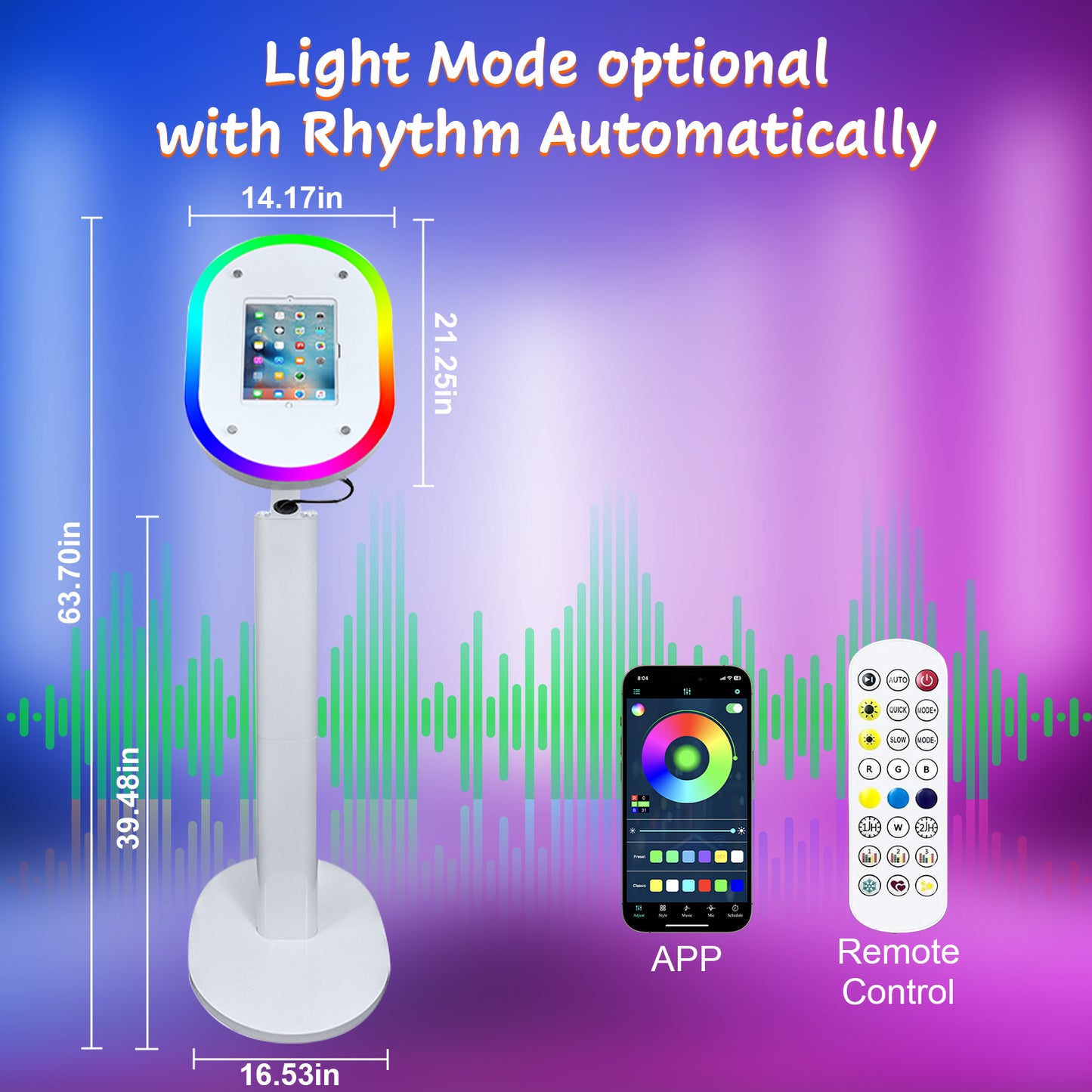 Portable Photo Booth Compatible with iPad 10.2" 10.5" 10.9" 11" 12.9" 13", APP Control Photo Booth Machine for IPad, Photo Booth Stand with RGB Ring Light for Events Parties