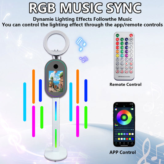 Oval Mirror Photo Booth,15.6" Touch Screen Mirror Photo Booth, Magic Mirror Photo Booth Selfie for Party Events Wedding Rental