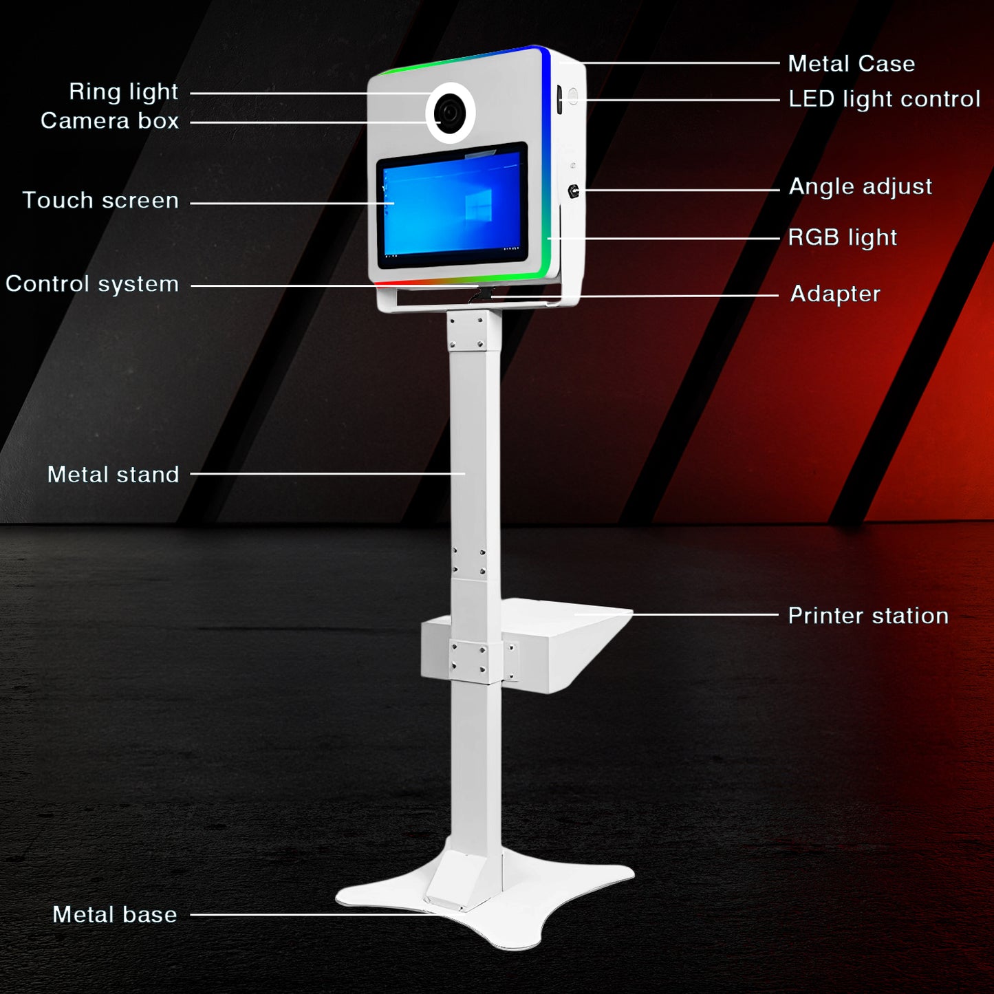 Magic Mirror Photo Booth 15.6in for Party Rental Wedding,Selfie Camera Mirror Photo Booth Built-in Mini PC RGB Light App Remote Control Portable Flight Case