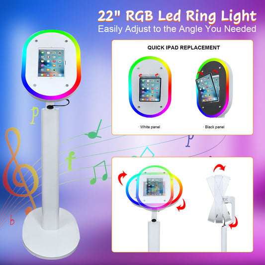 Portable Photo Booth Compatible with iPad 10.2" 10.5" 10.9" 11" 12.9" 13", APP Control Photo Booth Machine for IPad, Photo Booth Stand with RGB Ring Light for Events Parties