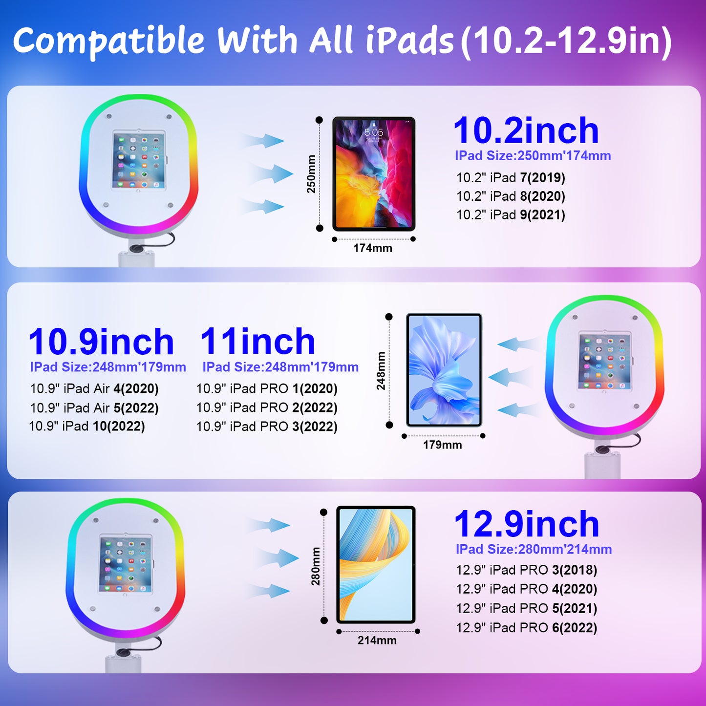 Portable Photo Booth Compatible with iPad 10.2" 10.5" 10.9" 11" 12.9" 13", APP Control Photo Booth Machine for IPad, Photo Booth Stand with RGB Ring Light for Events Parties