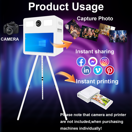 Cabina de fotos con espejo mágico, estuche de transporte y luz de relleno cuadrada. Máquina de fotomatón con espejo móvil de 65 pulgadas y pantalla táctil de 32 y 43 pulgadas para eventos, fiestas, bodas y alquiler.
