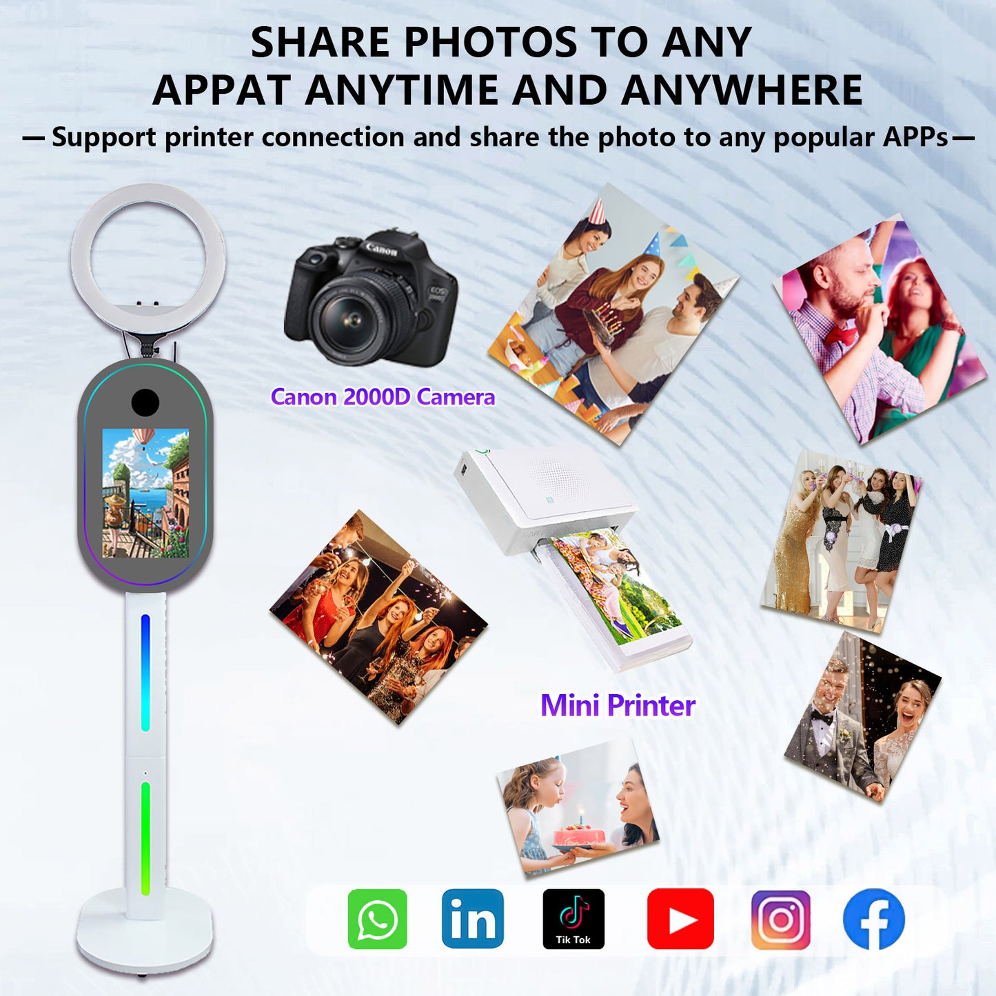 Oval Mirror Photo Booth,15.6" Touch Screen Mirror Photo Booth, Magic Mirror Photo Booth Selfie for Party Events Wedding Rental