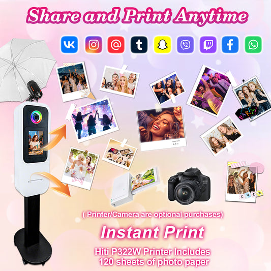 Cabina de fotos portátil para iPad de 10.2", 11" y 12.9". Control por app. Carcasa con soporte compatible con iPad. Carcasa para selfies con cámara DSLR y luz de anillo para fiestas de cumpleaños.