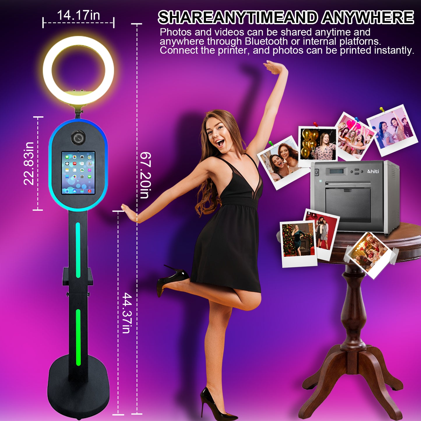 Portable Photo Booth for Ipad 10.2" 11" 12.9" APP Control Booth Shell Stand Compatible with iPad Stand Selfie Photo Booth Shell for DSLR Camera with Ring Light for Birthday Party