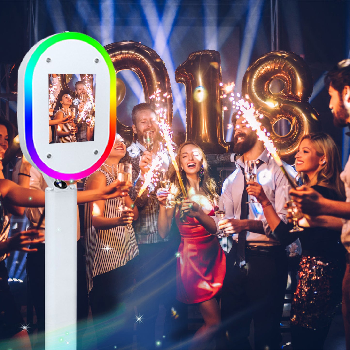 Portable Photo Booth Compatible with iPad 10.2" 10.5" 10.9" 11" 12.9" 13", APP Control Photo Booth Machine for IPad, Photo Booth Stand with RGB Ring Light for Events Parties