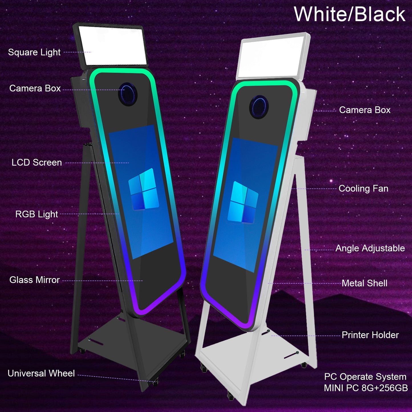 40 Inch Mirror Photo Booth Selfie LED Frame Portable Touch Screen Magic Mirror Booth Machine for Wedding Party Events