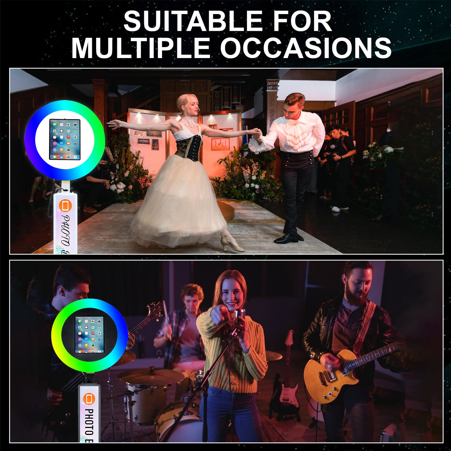 Portable Photo Booth Compatible with Any Ipad Photo Booth Stand Shell with ChackTok PhotoBooth VIP Member and Flight Case Free Custom Logo Perfect for Parties Wedding and Events