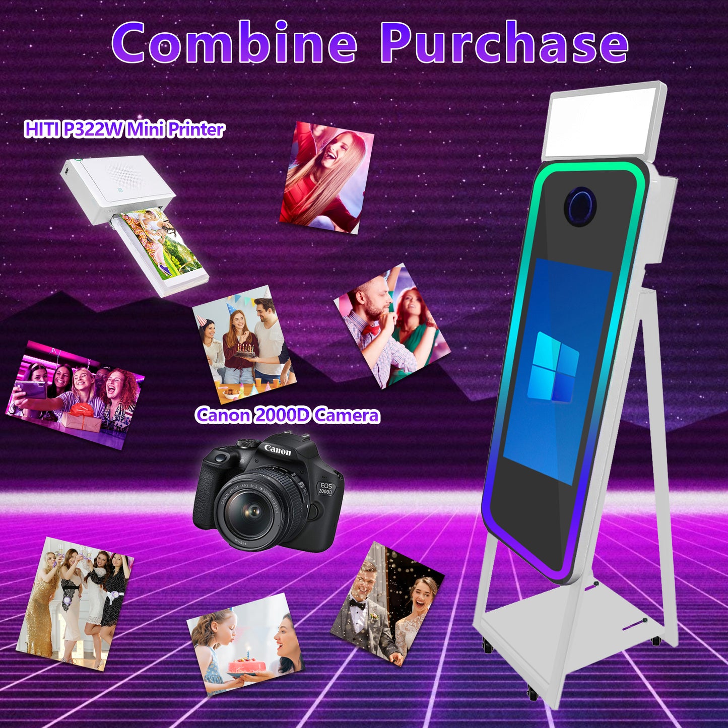 40 Inch Mirror Photo Booth Selfie LED Frame Portable Touch Screen Magic Mirror Booth Machine for Wedding Party Events