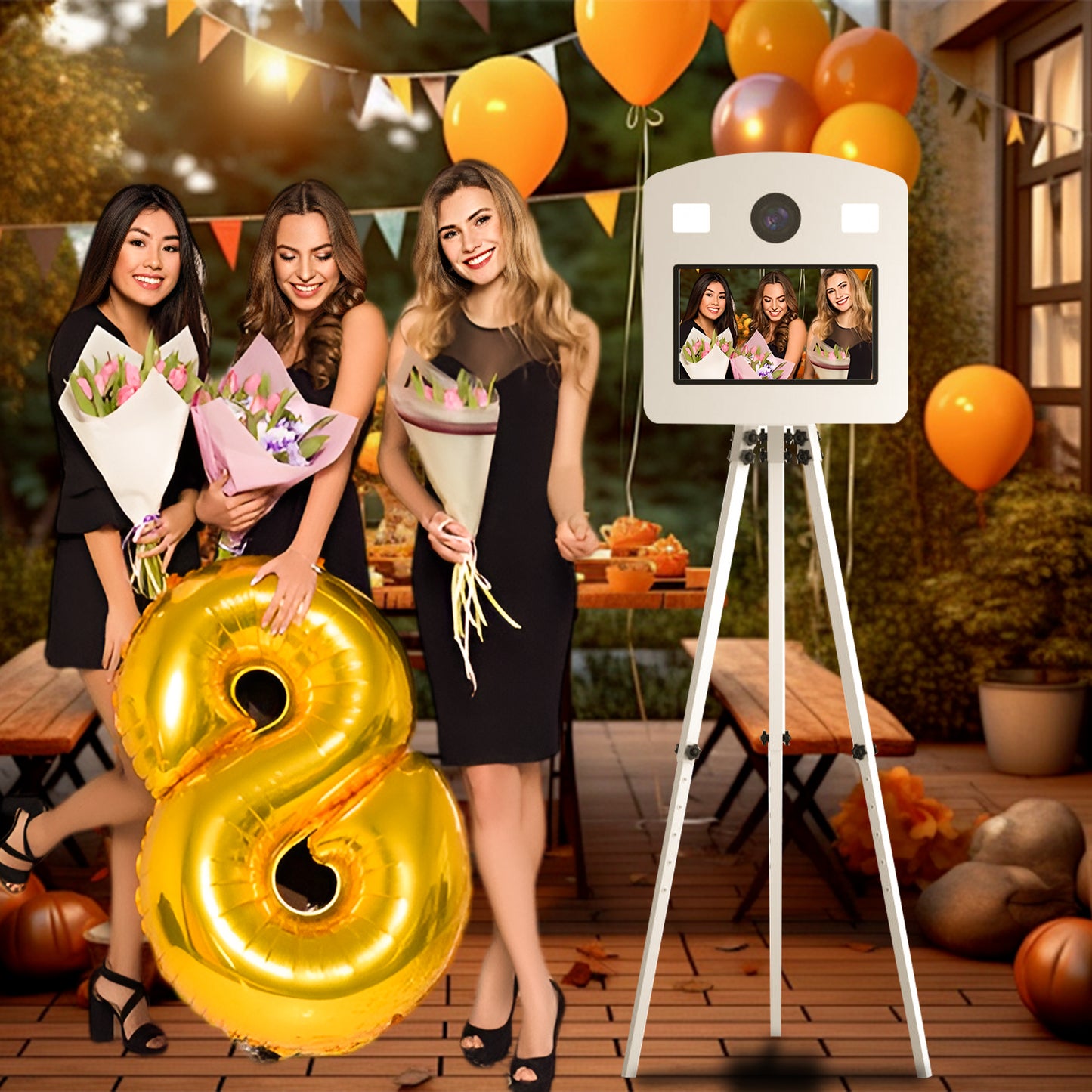 Portable Mirror Photo Booth Machine Selfie 15.6 Inch LCD Touch Screen Magic Mirror Photobooth 2025 With Flight Case For Wedding