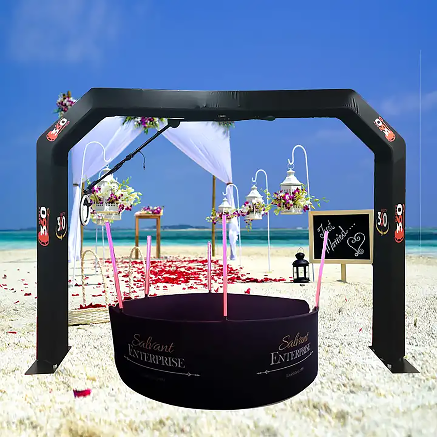 Sky Overhead 360 Photo Booth for Big Parties with Software Remote Remote Control Rotating 360-Degree Full Body Spin with Ring Light and Stand for up to 15 People