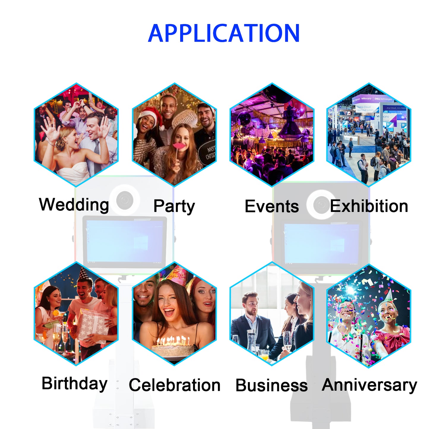 LCD Camera Photo Booth with 15.6" Mirror Touch Screen APP Control Mirror Photo Booth Selfie Station Shell Stand DIY Photobooth Machine with RGB Light
