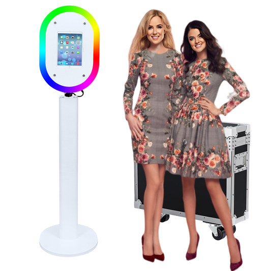 Portable Photo Booth Compatible with iPad 10.2" 10.5" 10.9" 11" 12.9" 13", APP Control Photo Booth Machine for IPad, Photo Booth Stand with RGB Ring Light for Events Parties