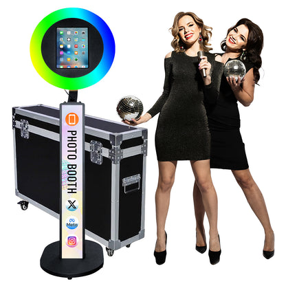 Portable Photo Booth Compatible with Any Ipad Photo Booth Stand Shell with ChackTok PhotoBooth VIP Member and Flight Case Free Custom Logo Perfect for Parties Wedding and Events