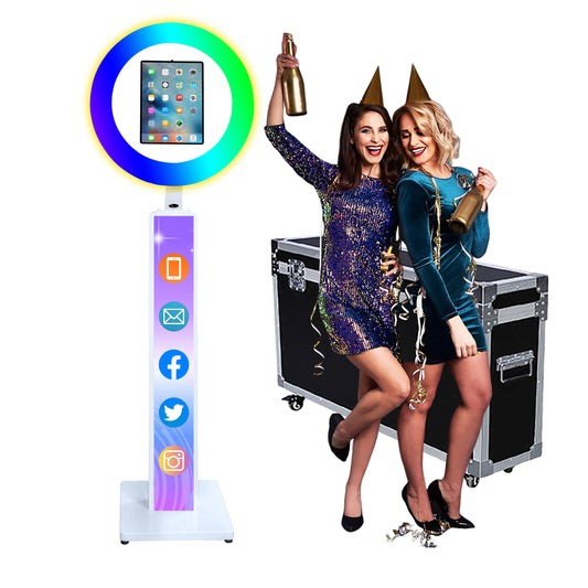 Portable Photo Booth for iPad 10.2in 10.9in 11in 12.9in, Metal Shell Selfie Station photobooth Machine,RGB Ring Light,Free Custom Logo, for Parties,Wedding,Christmas,Exhibition