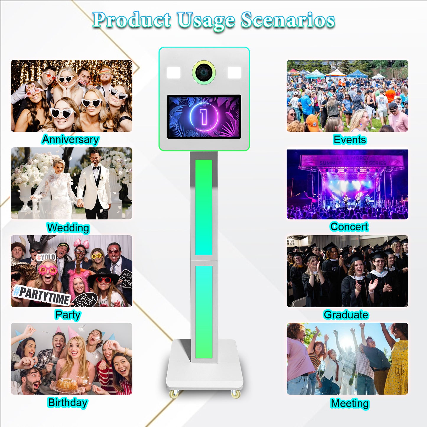 Cabina de fotos con espejo, impresora y cámara DSLR, pantalla táctil de 15,6 pulgadas, portátil, para selfies, luces RGB, ideal para bodas, fiestas, eventos, alquileres navideños.