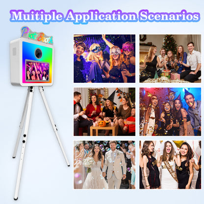 Cabina de fotos con espejo mágico, estuche de transporte y luz de relleno cuadrada. Máquina de fotomatón con espejo móvil de 65 pulgadas y pantalla táctil de 32 y 43 pulgadas para eventos, fiestas, bodas y alquiler.