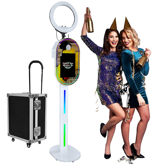 Oval Mirror Photo Booth,15.6" Touch Screen Mirror Photo Booth, Magic Mirror Photo Booth Selfie for Party Events Wedding Rental