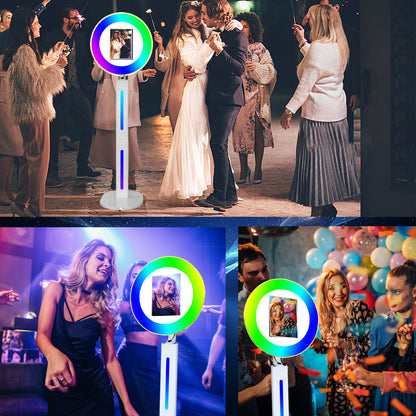 Portable Photo Booth Photobooth Machine I pad 10.2" 10.9" 11" 12.9'' Photo Booth Stand Shell Provide Cyratok Software RGB Ring Light,Music Sync Aluminum Alloy Selfie Photo Booth for Parties Wedding