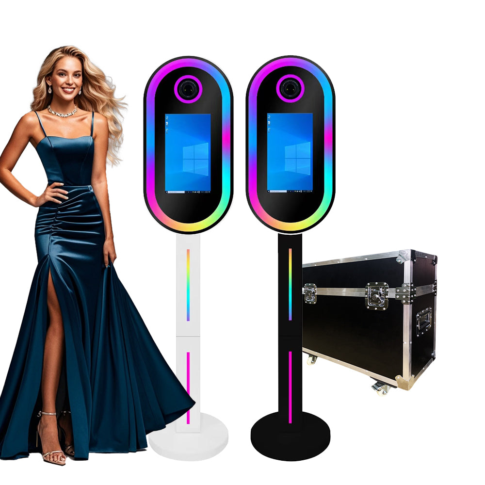 Magic Mirror Photo Booth 15.6 Inch with RGB Light, DSLR Photobooth Machine Selfie Portable Touch Screen with Flight Case for Wedding Party Events