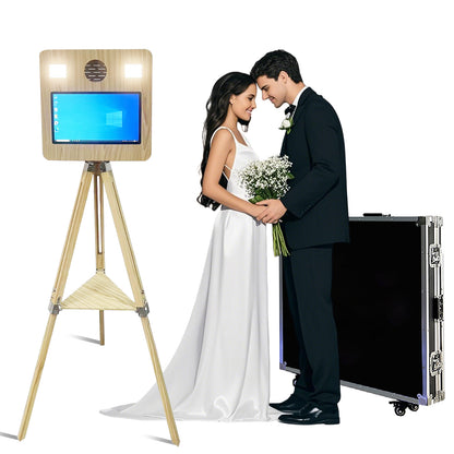 Portable Magic Mirror Photo Booth 15.6 inch Touch Screen DSLR Photobooth Machine with Flight Case for Wedding Party Rental