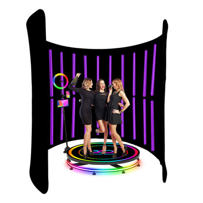 LED 360 Photo Booth Backdrop 360 Video Booth Background Customizable Photobooth 360 Photo Booth Enclosure for Parties Weddings Events