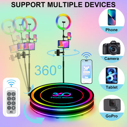 360 Photo Booth Machine for Parties with Flight Case Logo Customization Software APP Remote Automatic 360 Spin Camera Video Booth for 5-7 People