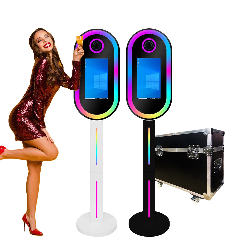 Magic Mirror Photo Booth 15.6 Inch with RGB Light, DSLR Photobooth Machine Selfie Portable Touch Screen with Flight Case for Wedding Party Events