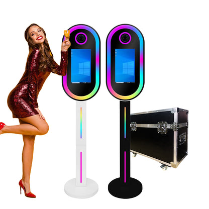 Magic Mirror Photo Booth 15.6 Inch with RGB Light, DSLR Photobooth Machine Selfie Portable Touch Screen with Flight Case for Wedding Party Events