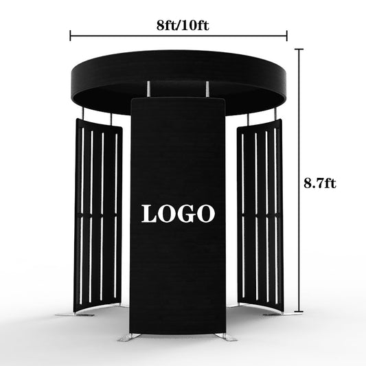360 Photobooth Backdrop Photo Booth Enclosure Wall 8FT Backdrops with Top Customized Logo Video Selfie Rotating Background with 24 PCS LED Light Screen Stand for Rental Wedding Party
