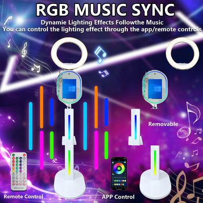 Magic Mirror Photo Booth Built-in HD Camera with 13.3in Touch All-in-one Camera Photobooth Selfie Station with RGB Fill Light RGB Light Box Flight Case for Parties Wedding Exhibition