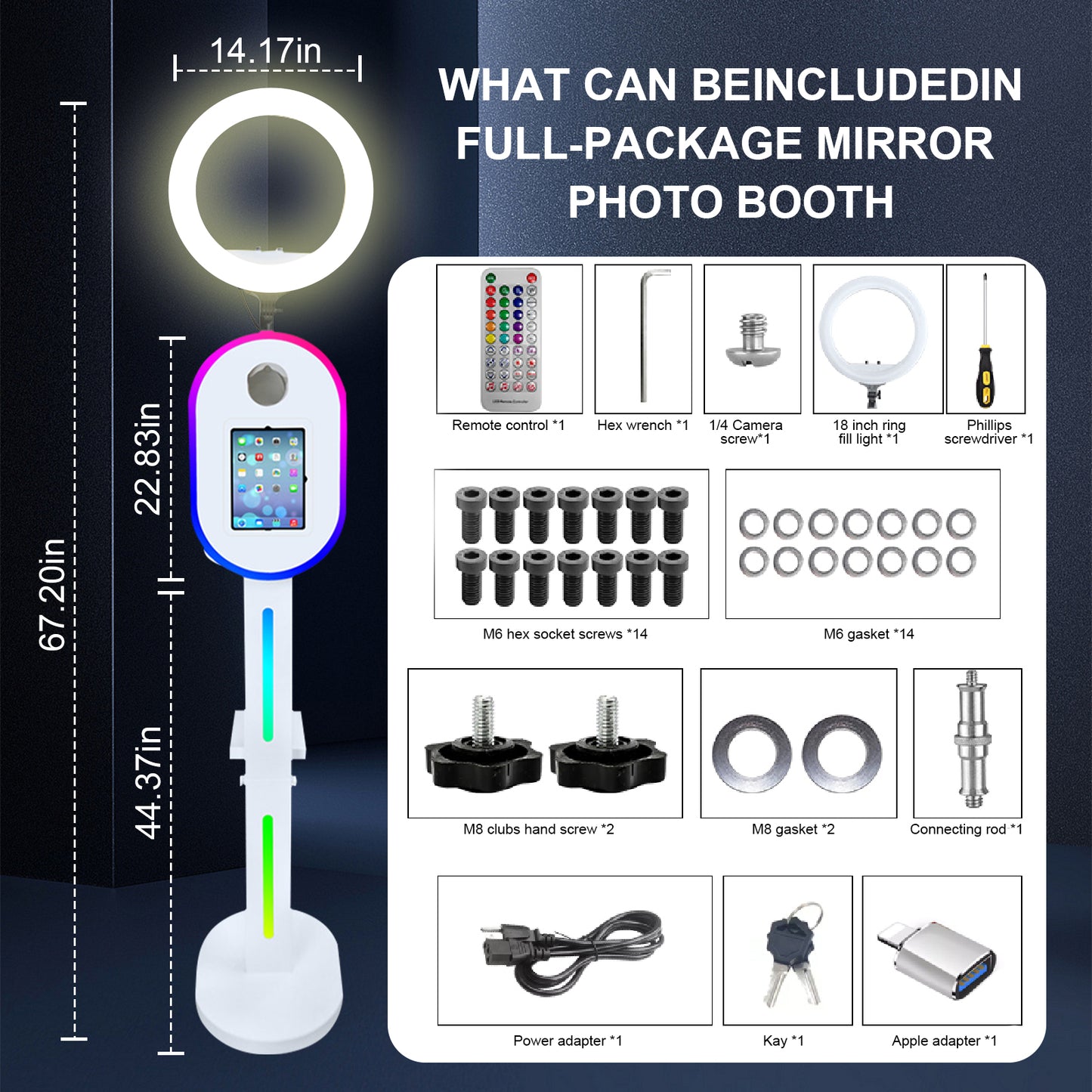 Portable Photo Booth for Ipad 10.2" 11" 12.9" APP Control Booth Shell Stand Compatible with iPad Stand Selfie Photo Booth Shell for DSLR Camera with Ring Light for Birthday Party