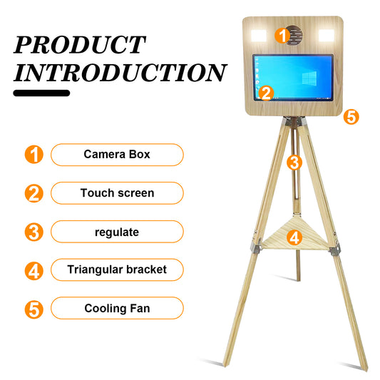Portable Magic Mirror Photo Booth 15.6 inch Touch Screen DSLR Photobooth Machine with Flight Case for Wedding Party Rental
