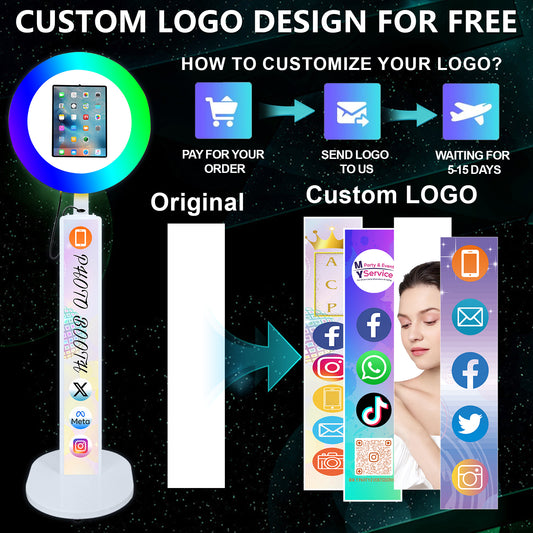 Portable Photo Booth Compatible with Any Ipad Photo Booth Stand Shell with ChackTok PhotoBooth VIP Member and Flight Case Free Custom Logo Perfect for Parties Wedding and Events