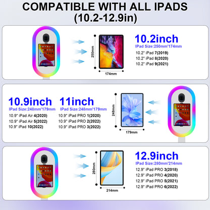 Photo Booth for iPad 10.2" 10.9" 11" 12.9" and for Camera Remote Control Flight Case 2-in-1 Portable Selfie Photobooth Stand for Party Rental Events