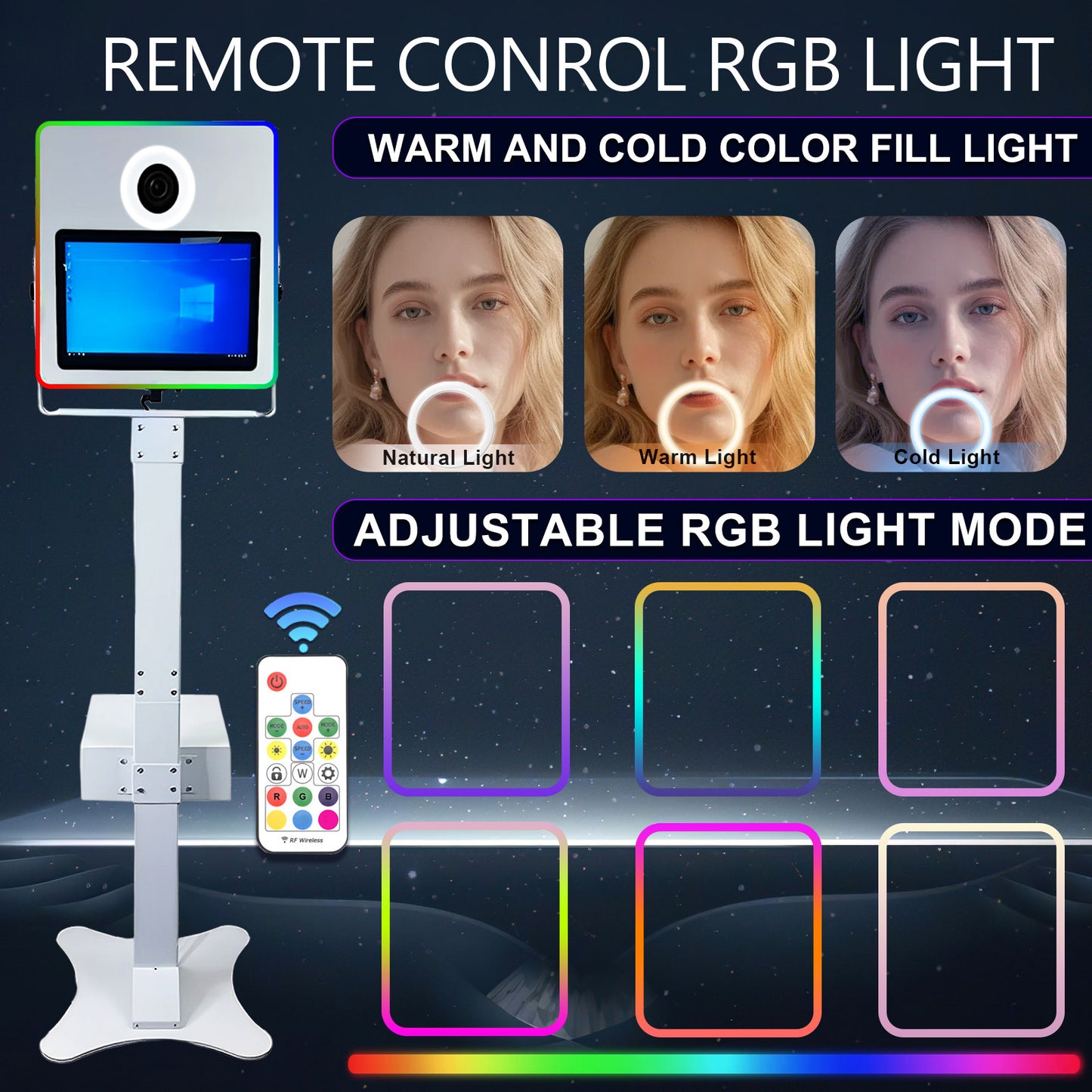 Magic Mirror Photo Booth 15.6in for Party Rental Wedding,Selfie Camera Mirror Photo Booth Built-in Mini PC RGB Light App Remote Control Portable Flight Case