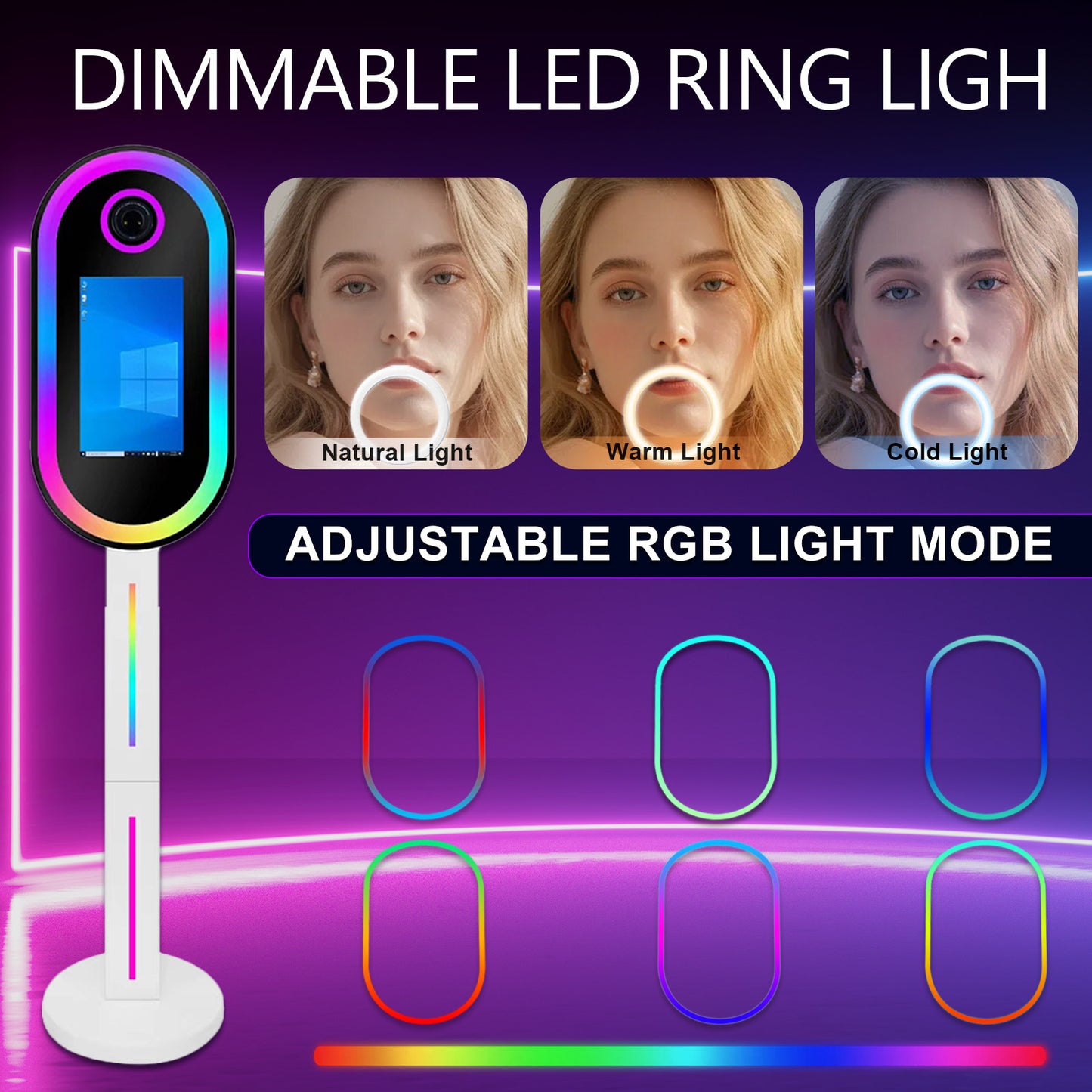 Magic Mirror Photo Booth 15.6 Inch with RGB Light, DSLR Photobooth Machine Selfie Portable Touch Screen with Flight Case for Wedding Party Events