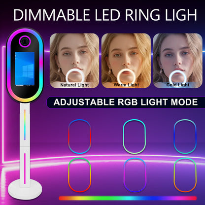 Magic Mirror Photo Booth 15.6 Inch with RGB Light, DSLR Photobooth Machine Selfie Portable Touch Screen with Flight Case for Wedding Party Events