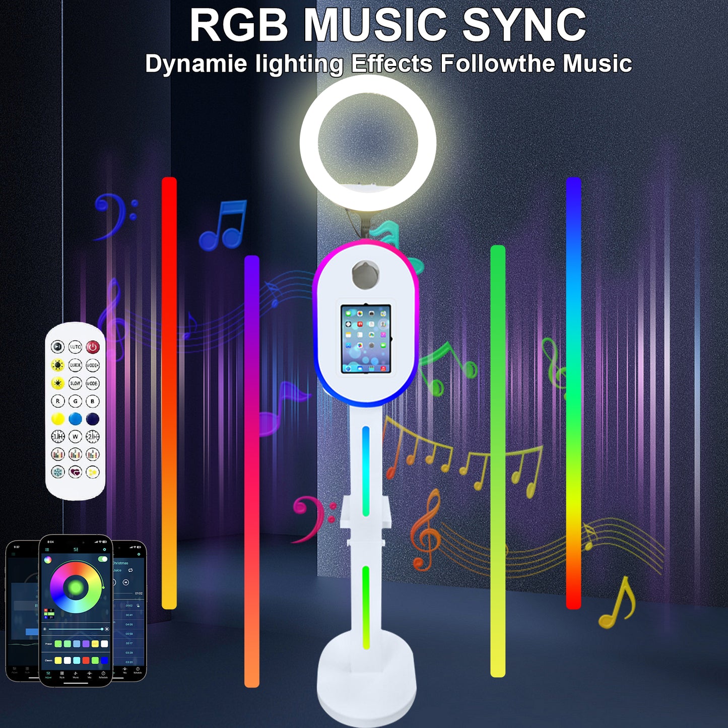 Portable Photo Booth for Ipad 10.2" 11" 12.9" APP Control Booth Shell Stand Compatible with iPad Stand Selfie Photo Booth Shell for DSLR Camera with Ring Light for Birthday Party