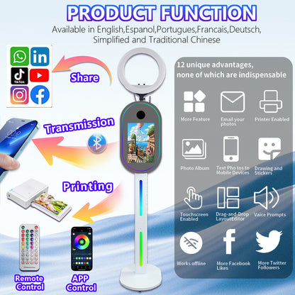 Oval Mirror Photo Booth,15.6" Touch Screen Mirror Photo Booth, Magic Mirror Photo Booth Selfie for Party Events Wedding Rental