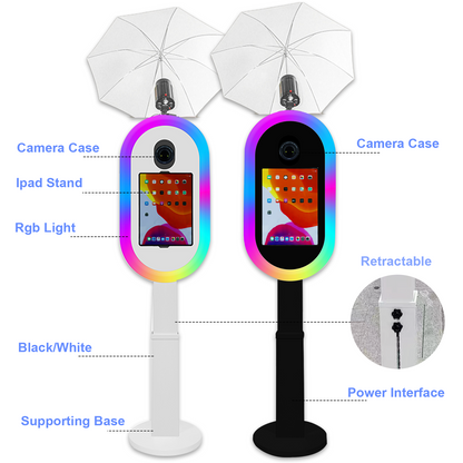 Photo Booth for iPad 10.2" 10.9" 11" 12.9" and for Camera Remote Control Flight Case 2-in-1 Portable Selfie Photobooth Stand for Party Rental Events