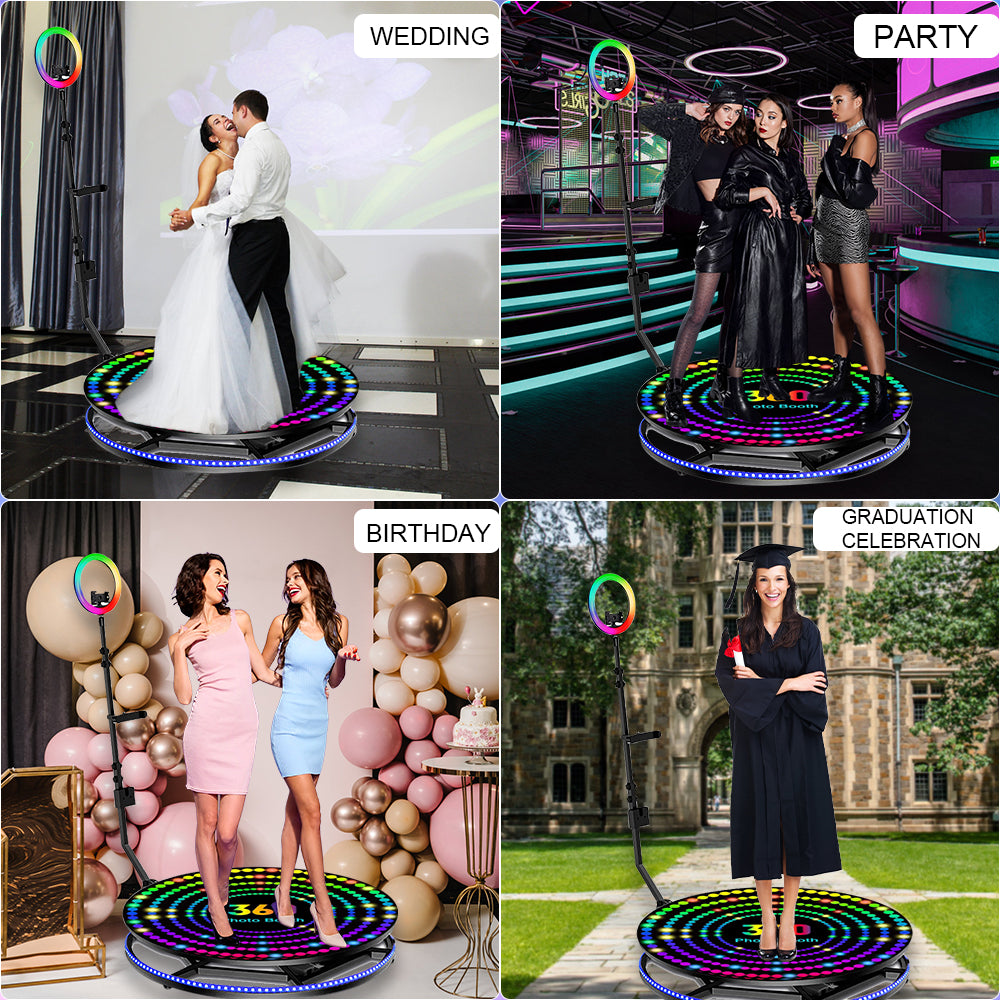 Camera 360 Photo Booth Cabin 360 Photobooth Automatic Rotating Selfie Machine Spinning Video Booth for Party Events