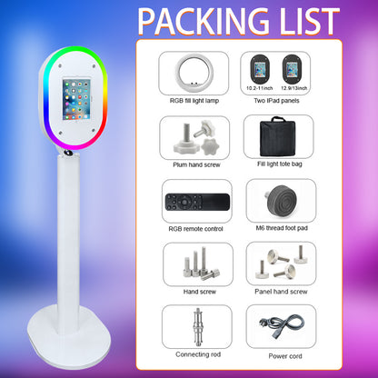 Portable Photo Booth Compatible with iPad 10.2" 10.5" 10.9" 11" 12.9" 13", APP Control Photo Booth Machine for IPad, Photo Booth Stand with RGB Ring Light for Events Parties