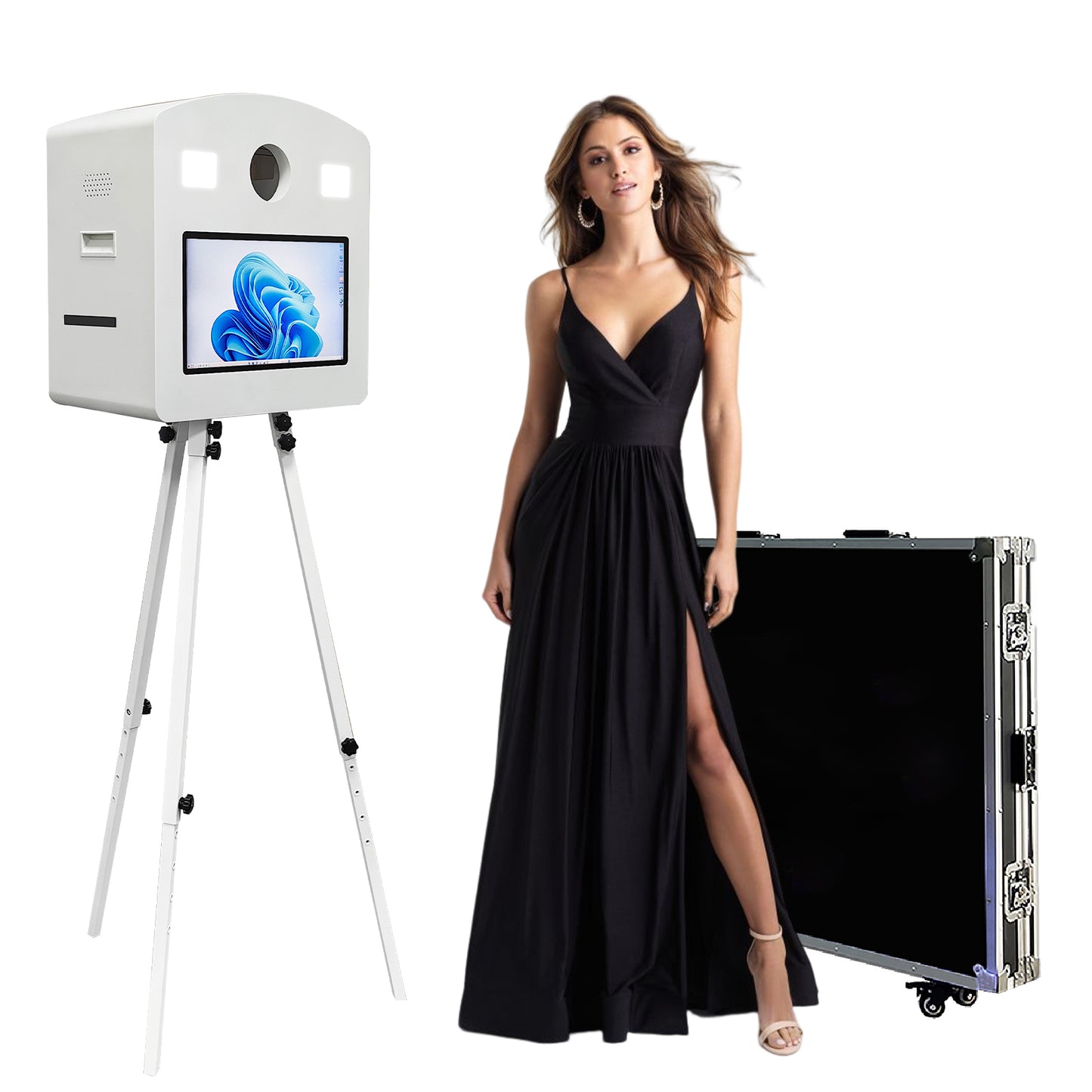 Portable Magic Mirror Photo Booth 15.6 inch Touch Screen DSLR Photobooth Machine with Flight Case for Wedding Party Rental