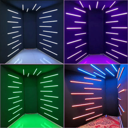 Photobooth Backdrop Photo Booth Enclosure Wall Backdrops Customized Logo 8FT Video Selfie Rotating Background with 23 PCS LED Light Stand for Rental Wedding Party
