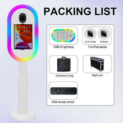 Photo Booth for iPad 10.2" 10.9" 11" 12.9" and for Camera Remote Control Flight Case 2-in-1 Portable Selfie Photobooth Stand for Party Rental Events